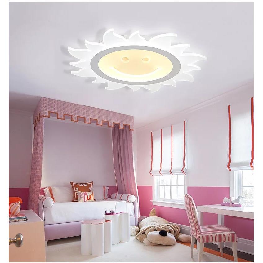 太阳笑脸女孩房灯灯具间个性儿童卧室灯创意饰简超薄le约d吸XRG顶