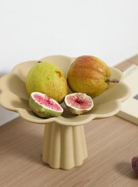 简高约脚果盘陶摆件家客厅茶几水果盘零食盘干果用AYX糖果瓷盘
