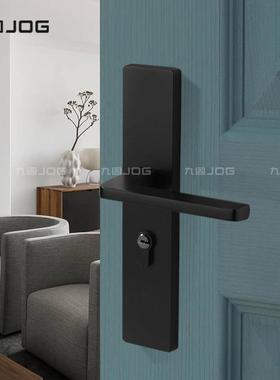 九D221-111用固现代约锌音合金室内木门静面板锁黑色家简加厚连体