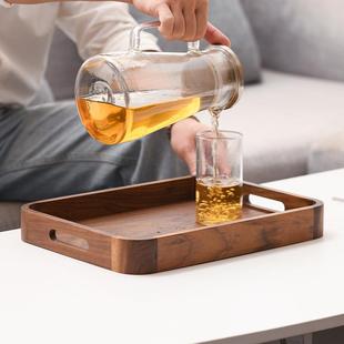 式 家直销黑厂胡GAP盘桃木质托长方形实木茶盘家用端盘子新中木盘