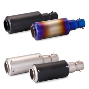 摩托车机车改排气管SC炮m筒天蝎尾段消声器不锈钢5-1通m口装径用