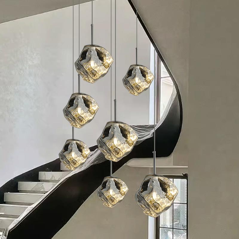 块石头床头吊灯约餐厅代吧台卧室灯现简过道671走廊创意玻璃冰氛