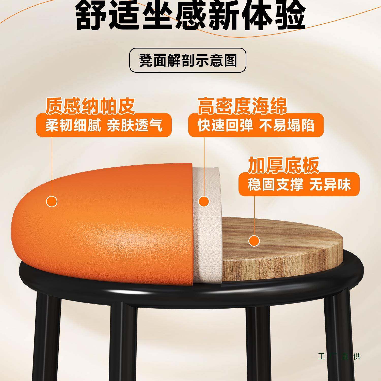 高靠脚凳子吧台椅家用现代约吧椅背椅子圆形凳子收简985银酒凳