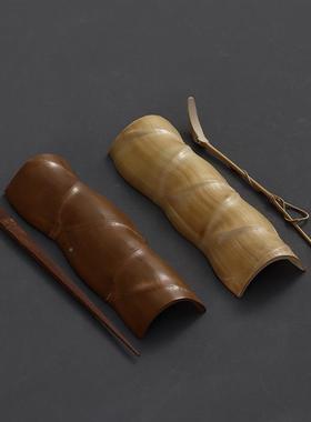 纯手工打磨罗21967汉竹君茶则赏茶荷勺竹臂六搁竹茶具套装茶茶道