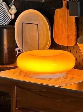 中网红古i摸ns27702风旺利甜甜圈壁布灯卧室触橘色包豪斯床头灯氛