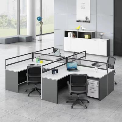 职员办公办桌四人位员工台弯面公10110桌椅组合办公室员工卡座电