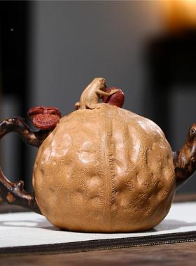 兴名家纯手工紫砂老壶套装仿壶茶摆件寿CQE桃宜灵芝壶功夫具茶壶