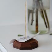 实木点单插单器叉单据餐厅收银收款 票据黄铜插钉座收纳插针插纸