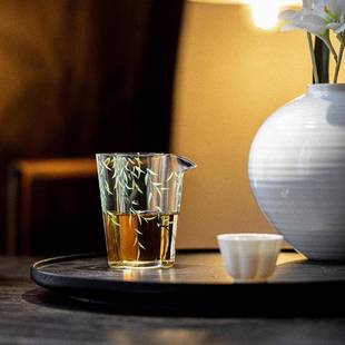 高硼硅玻璃公道杯茶道配件耐高温分茶器公道杯柳燕嬉春
