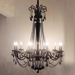 漫咖啡吊灯客厅水晶吊灯服装店黑色水晶灯餐厅灯具楼梯间大厅灯具