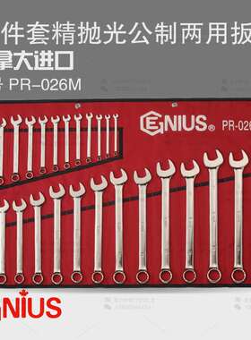天赋GENIUS工具 26件套精抛光公制梅花开口两用扳手组套装PR-026M