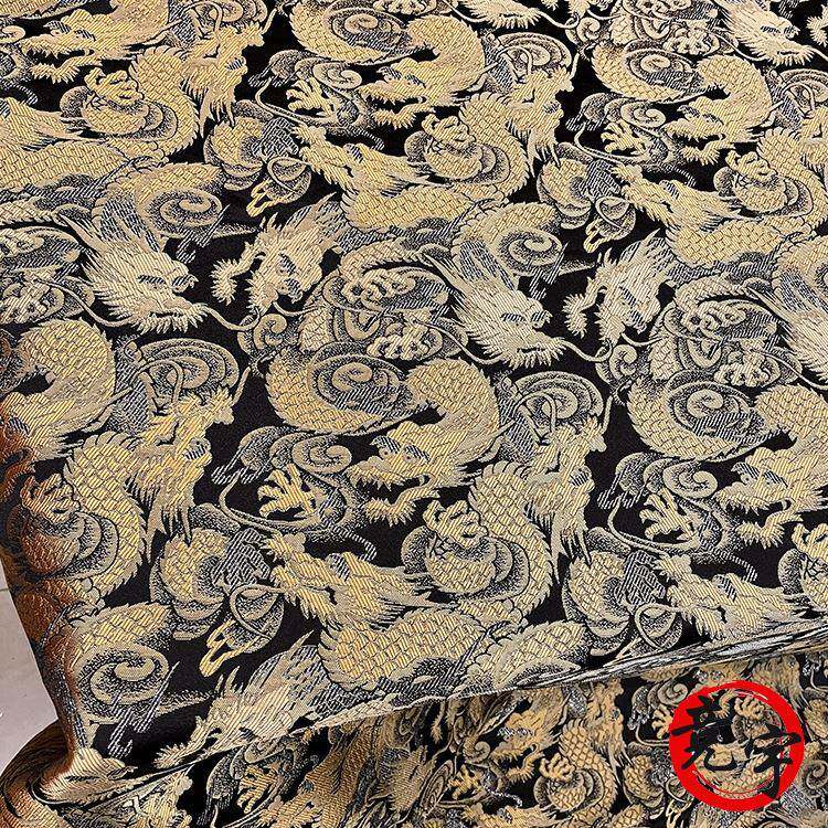 1UIZ5门幅黑龙群龙飞织舞锦缎布料童0装服装唐装面料包国装面料中
