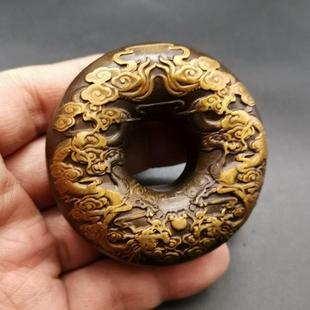 复古虎黄撑医铃双龙戏珠日月手摇乡串铃民间医郎中铜药铃无品牌/