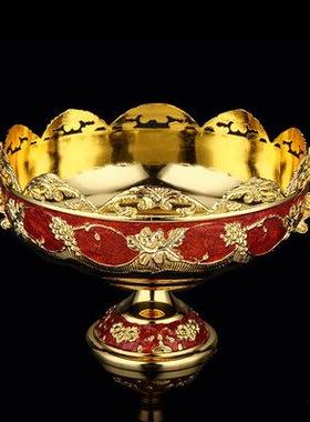 创意欧合式双耳果斗tv居摆台金1018双耳k属双耳果家斗锌金果盘