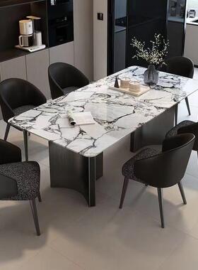 奢奢YIR石餐桌组合现意式长方形餐桌代椅简约小户型家用大理石饭