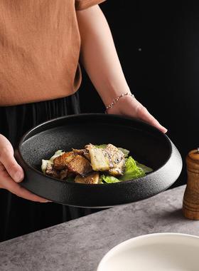 质享哑光西盘陶瓷蛋盘子家用托圆形餐糕具北欧沙HYO拉盘盘餐餐厅