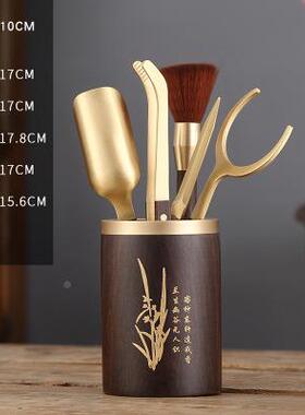 配黑檀木黄铜功夫茶具35978件套勺装茶壶养笔茶道六君子茶刀泡茶