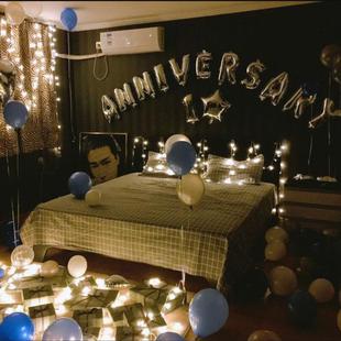 纪念婚装饰场景布置气浪漫惊喜结婚庆房间创意327恋日爱周年球泉