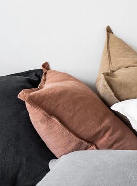 日式麻客厅抱枕枕靠垫套亚麻沙发棉床头大靠背民宿HPK靠54x45加大