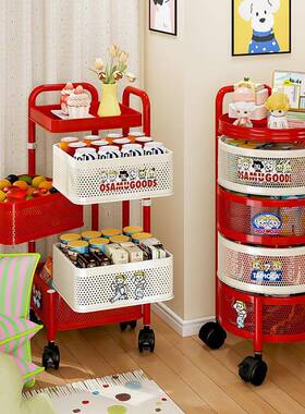 新款多巴胺推置车零食物架DENG5644移动落地家用客房厅厨小多层收