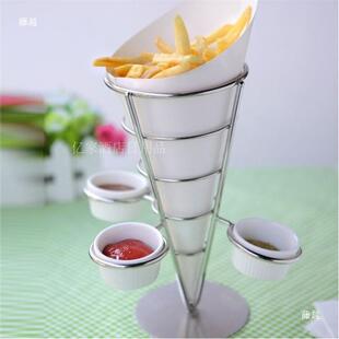 创意锥形印花油角纸袋炸无品牌/鸡薯条纸炸品小三吃食物纸盒爆米