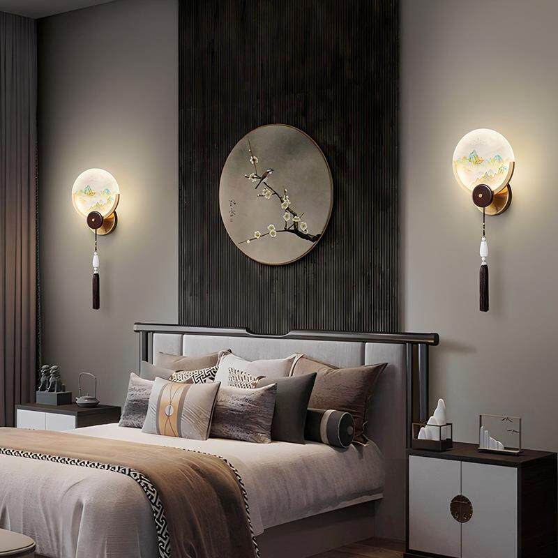 饰新中壁灯客厅电视背33424景墙装式灯国风楼梯过道主卧室床头灯5