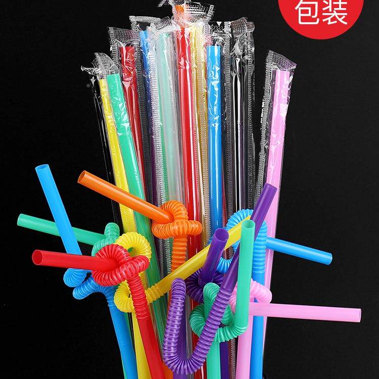 彩y色MWE工艺术性吸管一次单支饮料塑料单独手包装独立非di商用