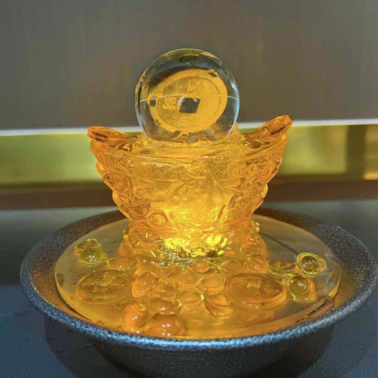 财源滚滚送流水摆件招财进宝KDX宝创意礼摆件聚元宝中盆流水摆件