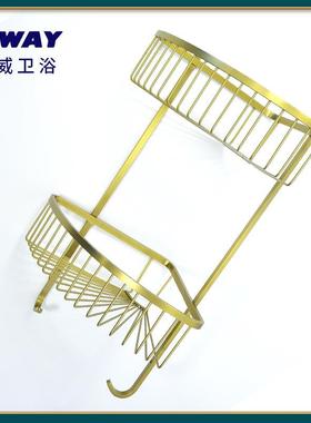 拉丝OEN金浴扇形双层三角篮不锈钢双厨房置物架三角收纳层筐网篮