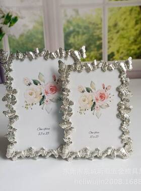 蝶时尚亮银色蝴寸6寸，7，简约金属相xy526框样板房摆台