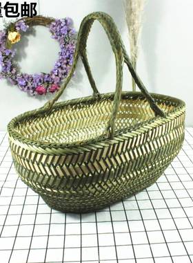 竹编制品工菜竹子VMX家用手提篮野餐篮子鸡篮蛋篮手水果收纳农家