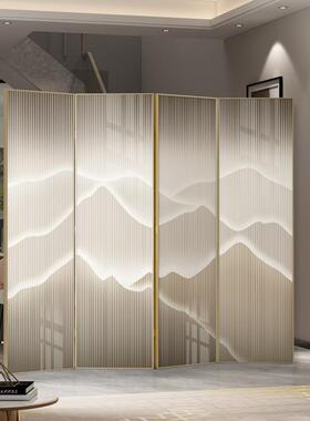 现代轻奢合金艺术移动折叠风隔断现铝LVJ-04代简约屏折客厅金属遮