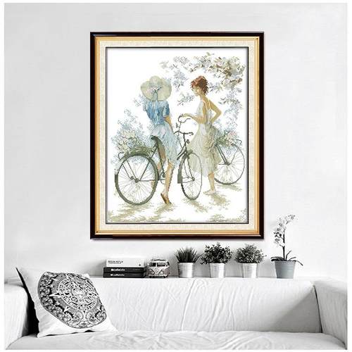 美欢乐99十字绣单人简物女车孩校园风RA056少女约清新小幅图