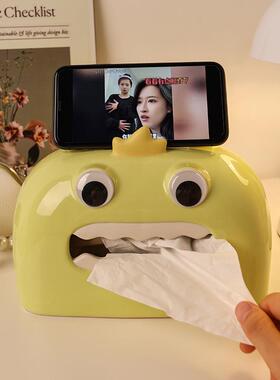 贝CLW汉盒美ins风小怪兽客陶瓷纸巾家用厅茶几餐桌创意高颜纸值抽