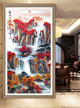 运当字头十鸿绣202画5新款竖版客厅玄关走廊风景BUK山水国手工自