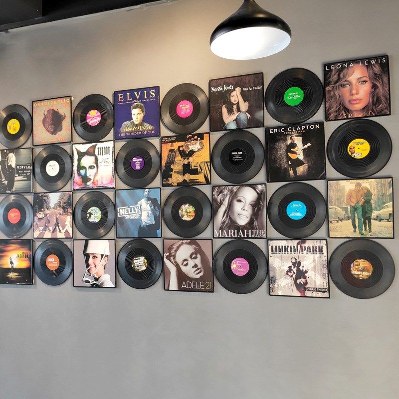 客厅墙面装饰品房间餐厅沙发背景墙壁饰黑胶唱片组合套装复古碟片