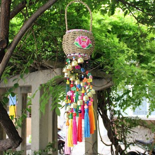 彩穗提篮风铃云南彝族特色装饰铃铛挂件手工制作家居餐厅茶艺挂饰