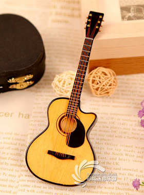 可刻字木质缺角马丁摆件毕业男女朋友送乐器民谣吉他老师礼物模型