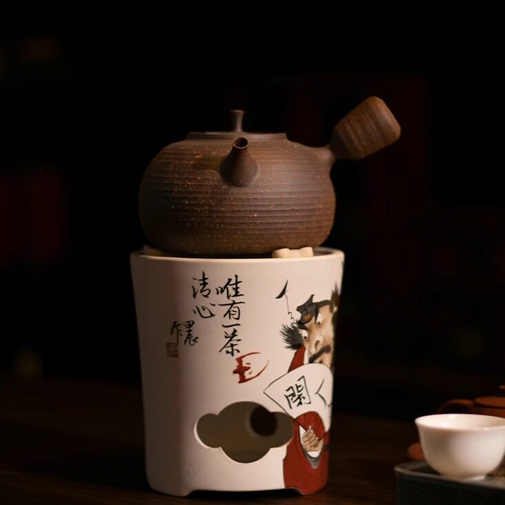 【宗圣茶炉】手绘白泥炉纯手工煮茶炉炭火炉茶室茶空间精选