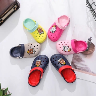 儿童洞洞鞋沙滩鞋拖鞋卡通宝宝包头凉鞋家居室内室外小童幼童凉托