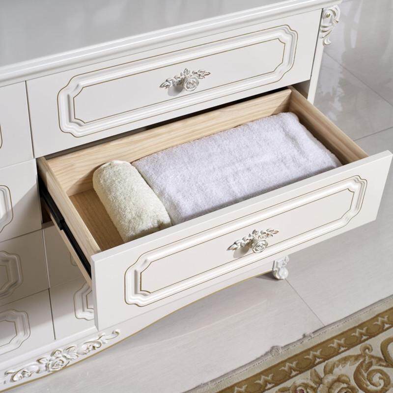 欧式雕花八斗柜大容量储物柜漆烤收纳抽屉五斗柜组装柜子卧室实木