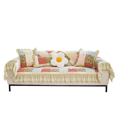 韩式田园防滑沙发垫四季通用坐垫盖纯棉布艺沙发罩布防巾猫爪简约