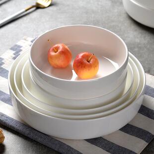 隆玫格白8寸蒸鱼加深碗沙拉陶瓷6盘浅菜家用蒸寸盘盘盘菜深汤盘盘