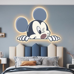 儿童房间装饰画米奇led灯画壁画男孩女孩公主房卧室发光床头挂画