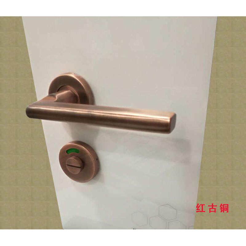 卫生间指示锁304不锈钢门锁分体红绿厕所锁标志舌无人锁有人双大