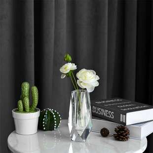 轻奢菱形水晶玻璃花瓶摆件透明水培干花百合富贵竹插花器K9水晶