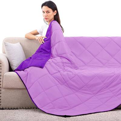 厂家直供重力毯撞色磨毛布玻璃珠填充拼接重力被Weighted Blanket
