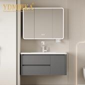 蜂窝铝浴室柜组合双抽屉圆弧主柜美妆圆弧智能除雾镜柜洗漱台H086