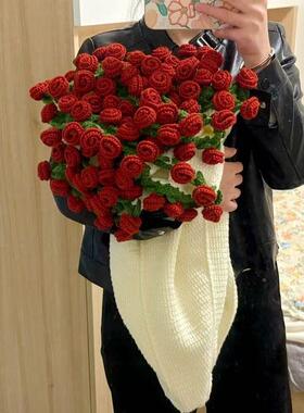 现货玫瑰花束毯子成品办室毛睡午花毯DD102111公线团手工编织毯子