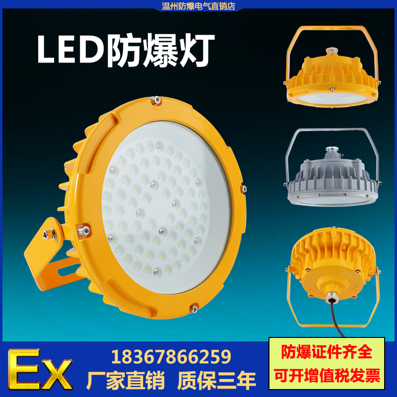 led防爆灯50W70W吊杆式防水防腐圆形工厂灯 100W免维护隔爆吸顶灯